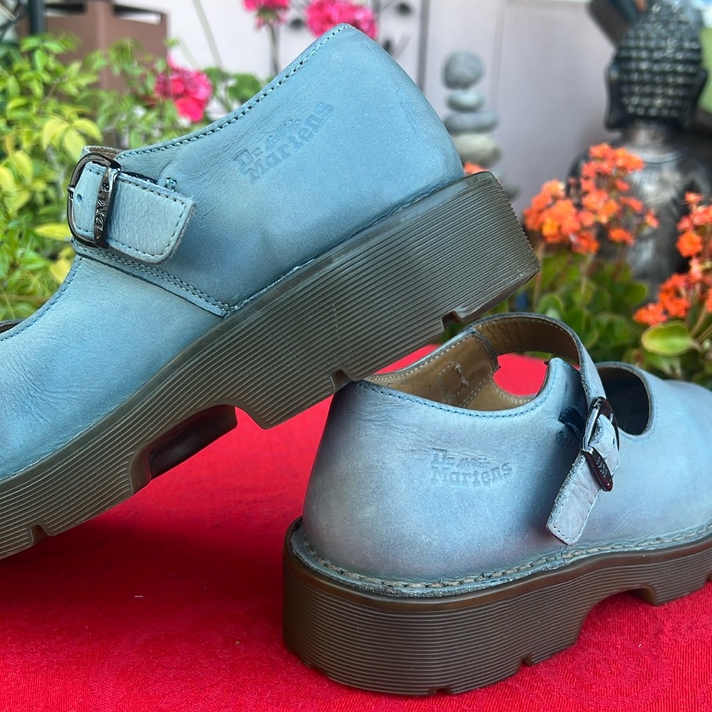 🏴 Blue Gray Vintage MIE Dr. Martens Chunky Mary Jane UK 7 EC❣️ - Picture 4 of 17